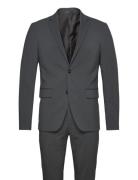 Lindbergh Plain Mens Suit - Normal Length Grå