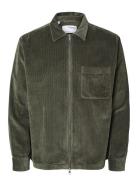 Selected Homme Slh-Jake Cord Overshirt Ls Zip Noos Grön