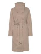 Bubbleroom High Neck Midi Coat Beige