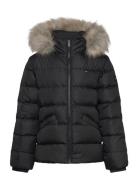 Tommy Hilfiger Essential Down Fur Hood Jacket Svart