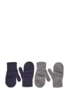 Melton Comfy Mittens 2-Pack Marinblå