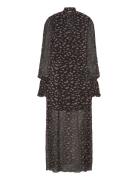 ROTATE Birger Christensen Crinkled Strap Tie Dress Svart