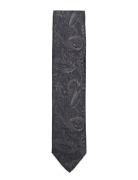 Lindbergh Black Paisley Pattern Tie 7 Cm Blå