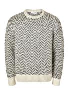 Selected Homme Slhharry Ls Knit Relaxed Crew Neck Beige