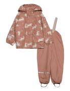 CeLaVi Rainwear Set - Aop, W. Fleece Rosa