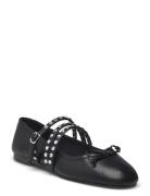 Mango Studded Ballet Flats With Straps Svart