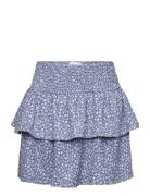 Mango Ruffle Flower Print Skirt Blå