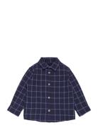 Mango Check Cotton Shirt Marinblå