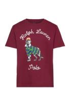 Ralph Lauren Kids Dog-Print Cotton Jersey Tee Burgundy