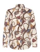 Lauren Ralph Lauren Classic Fit Belting-Print Crepe Shirt Kräm