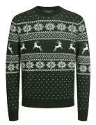 Jack & J S Jjxmas Gabriel Knit Crew Neck Grön