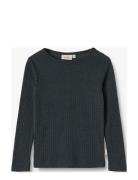 Wheat Wool Silk T-Shirt L/S Alfie Marinblå