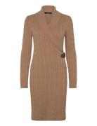 Lauren Ralph Lauren Cable-Knit Buckle-Trim Sweater Dress Beige