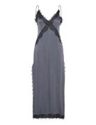 ALOHAS Afternoon Blue Gray Midi Dress Marinblå