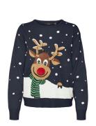 Vero Moda Vmsnowy Deer Ls O-Neck Xmas Marinblå