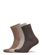 Mp Denmark Fine Wool Rib Socks - 3-Pack Brun