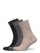 Mp Denmark Erina Wool Rib Socks - 3-Pack Svart