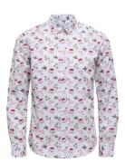 ONLY & SONS Onsalf Xmas Aop Slim Poplin Ls Shirt Vit