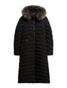 Superdry Fuji Faux Fur Hooded Longline Svart