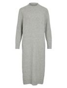 Vila Vikiku L/S High Neck Midi Knit Dress/Pb Grå