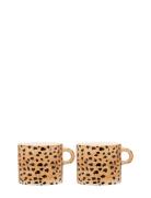 Anna + Nina Leopard Mug Set Of 2 Brun