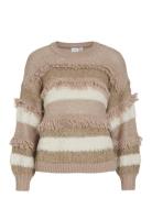 Vila Vituri O-Neck L/S Sequin Knit Top Beige