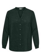 ONLY Carmakoma Carjosee Metta Life L/S V-Neck Shirt Wvn Grön