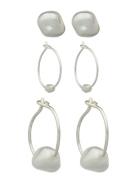 Monki 3-Pack Pearl Earrings Silver