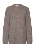 Selected Femme Slfgabella Ls Knit O-Neck Camp Grå