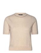 Mango 100% Wool Short-Sleeved Sweater Beige