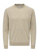 ONLY & SONS Onseddy Reg 7 Wool Crew Knit Beige