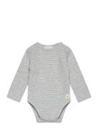 Mango Striped Cotton Bodysuit Grå