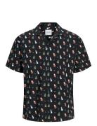 Jack & J S Jjxmas Aop Shirt Ss Svart