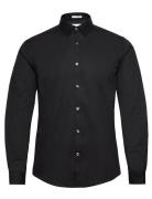 Lindbergh Small Collar, Tailor Fit Cotton Shi Svart