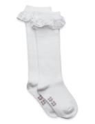 Minymo Knee Sock W. Lace Vit