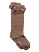 Minymo Knee Sock W. Lace Brun