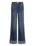 Mango High Waist Straight Jeans Blå