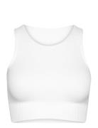 Aim´n White Ribbed Seamless Crop Top Vit