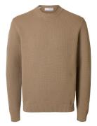 Selected Homme Slhdane Ls Knit Structure Crew Neck Noos Beige