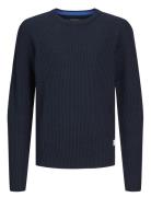 Jack & J S Jjpannel Knit Crew Neck Aw24 Jnr Marinblå