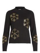 Vila Vifrost L/S High Neck Christmas Knit/Ka Svart