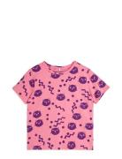 Mini Rodini Squiggly Cats Aop Ss Tee Rosa