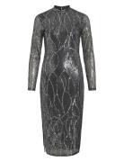 Vila Vigigi Highneck Sequin L/S Midi Dress/Dc Svart