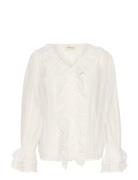 Cream Crsadia Flounce Blouse Vit