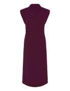 Mango Gathered Turtleneck Dress Burgundy