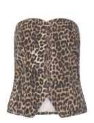 Mango Leopard-Print Corset Top Brun