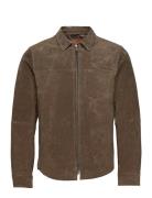 Jofama Clark Zipped Suede Shirt Jacke Brun