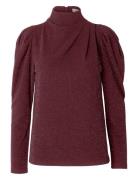 Selected Femme Slfmarwa Ls High Neck Top Burgundy