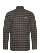 Fred Perry Brushed Oxford Tartan Shirt Khaki Green