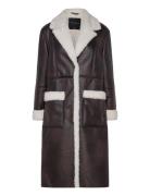 French Connection Arizona Faux Shearling Coat Brun